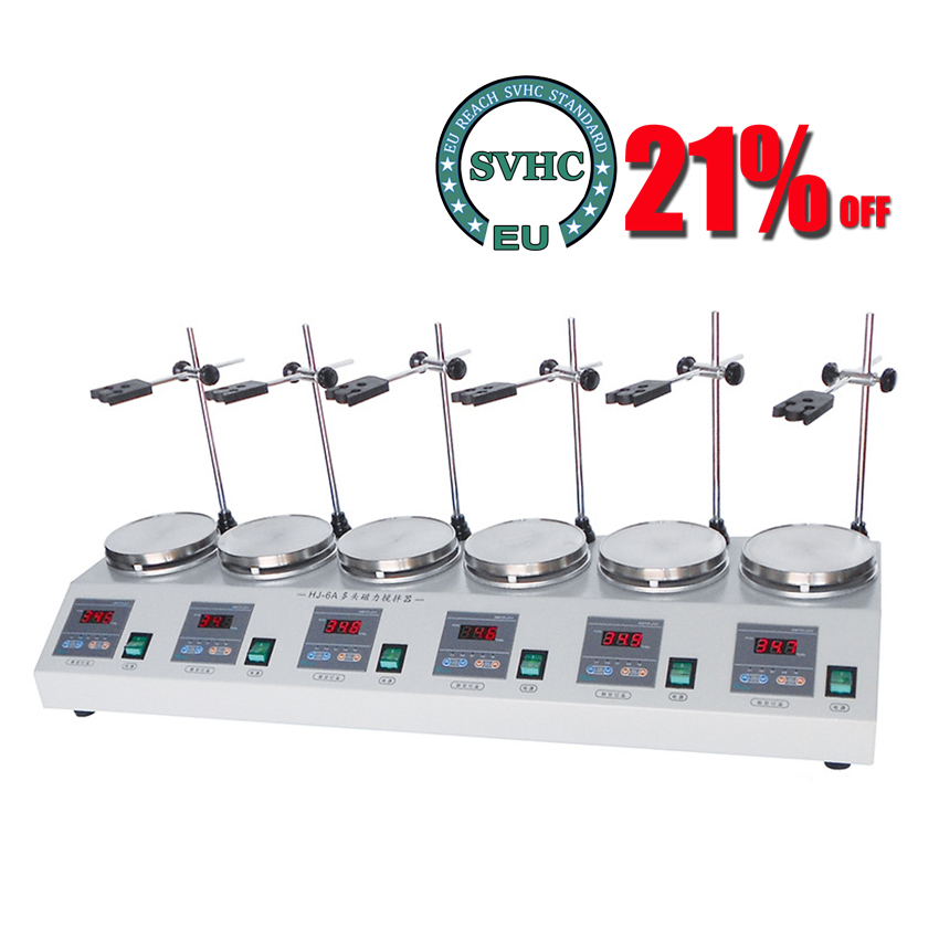 Magnetic Stirrer Hotplate - 6-head Magnetic Heating Stirrer Multi-unit Lab
